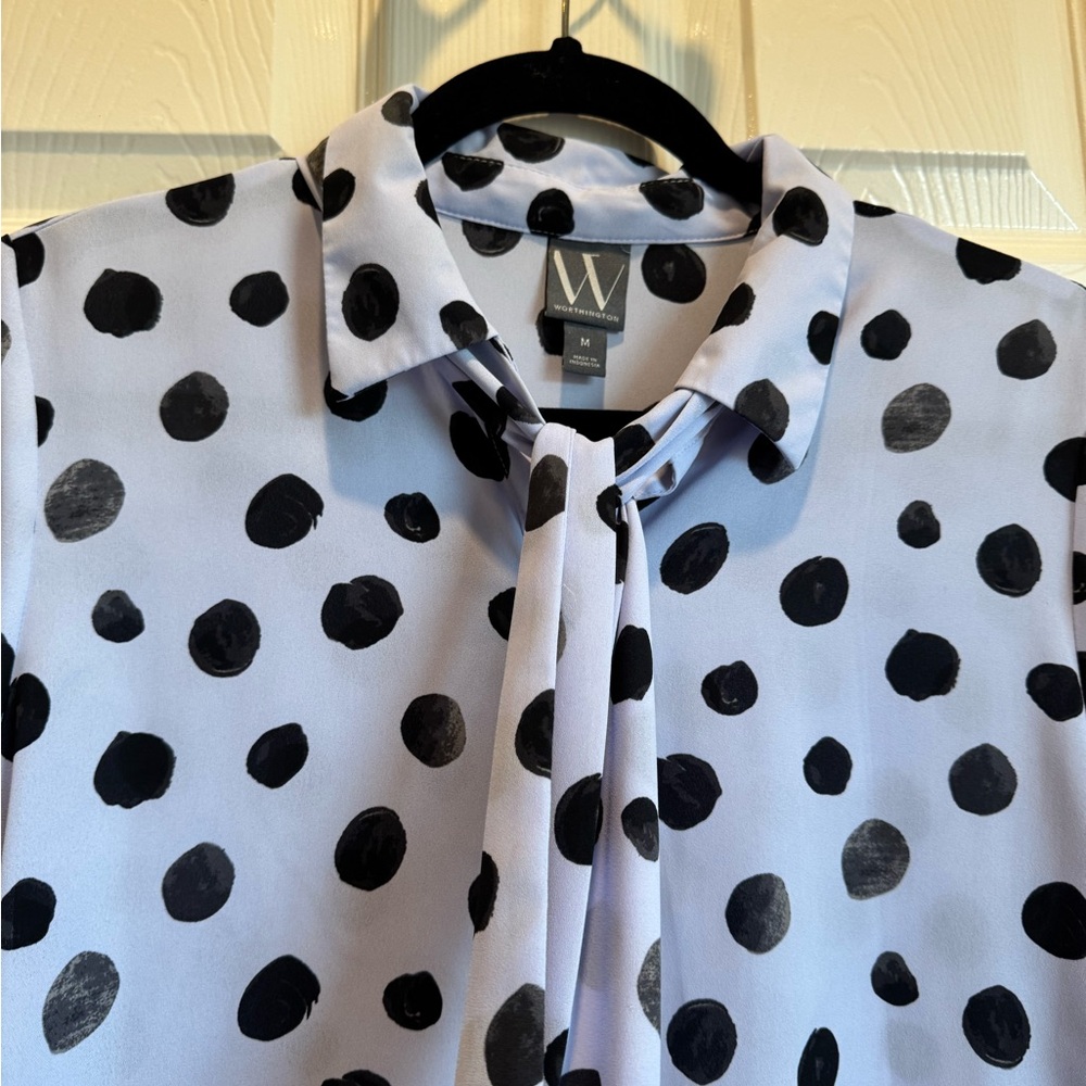 Purple Blouse with Black Polka Dots